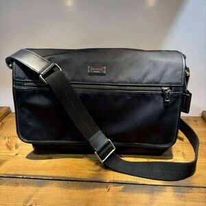Coach Nylon + Leather Messenger Laptop Bag Black